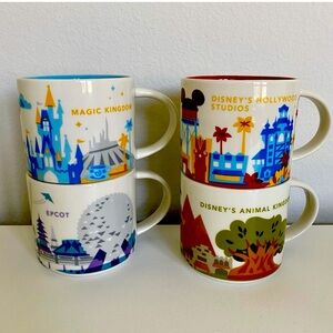 Walt Disney World You Are Here Starbucks Mug Set of 4 Full Size 14oz 2015